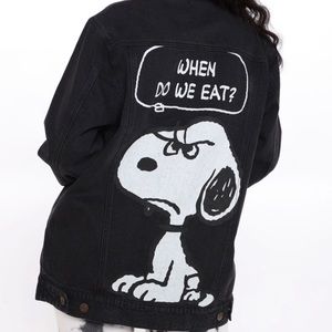 Snoopy “When do we eat” black denim jacket